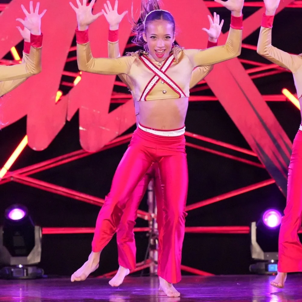 Custom Chelsea B Dance costume gold and red Size 10/12 Solider Theme Saints - Picture 2 of 12